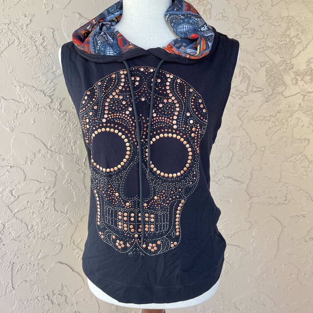 Ay Guey Sleeveless hoodie Skull design